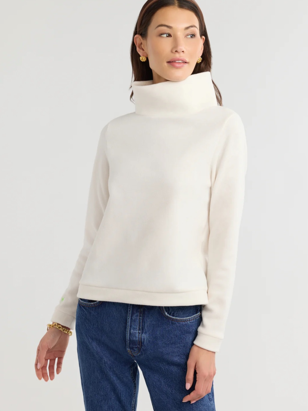 Dudley Stephens Cream Funnel Neck Women's Sweater